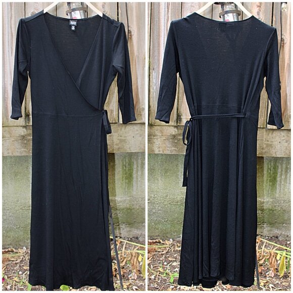 Eileen Fisher - Wool Jersey Surplice 46" Wrap Dress, Sml Oversize fits Med - Picture 2 of 11